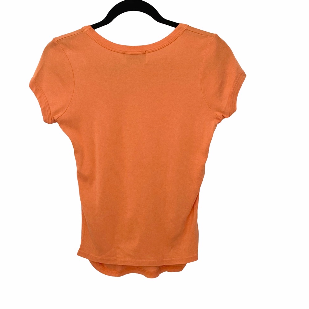 OG: Juicy Couture ✌︎︎ V Neck Tux Stripe Baby Tee T Shirt ✌︎︎ Orange Pop ✌︎︎ M L - Picture 6 of 12